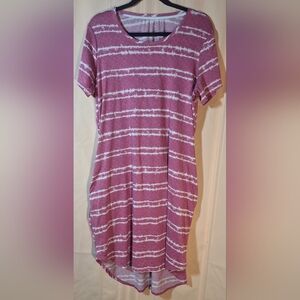 SECRET TREASURES Pink and White Striped Pajama Dress